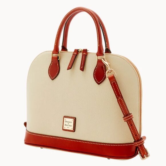 Dooney and Bourke Pebble Grain Zip Satchel in Bone - EUC - Picture 1 of 6